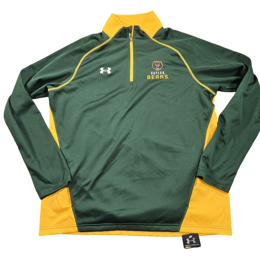 Baylor Bears Shirt Mens XL Green Gold NCAA Football Under Armour Quarter Zip
